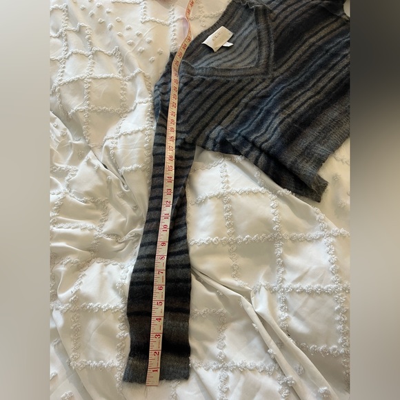 A.L.C. Slightly sheer and cropped gray striped mohair blend sweater. - Picture 9 of 9